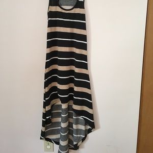 Summer asymmetrical Black and Tan sleeveless dress